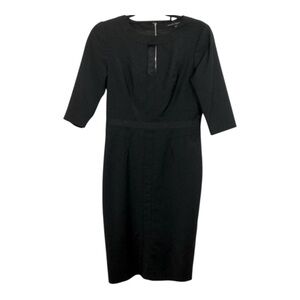 Sandra Angelozzi Size 34 (XS) Little Black Dress Elegant Wool Blend 3/4 Sleeve